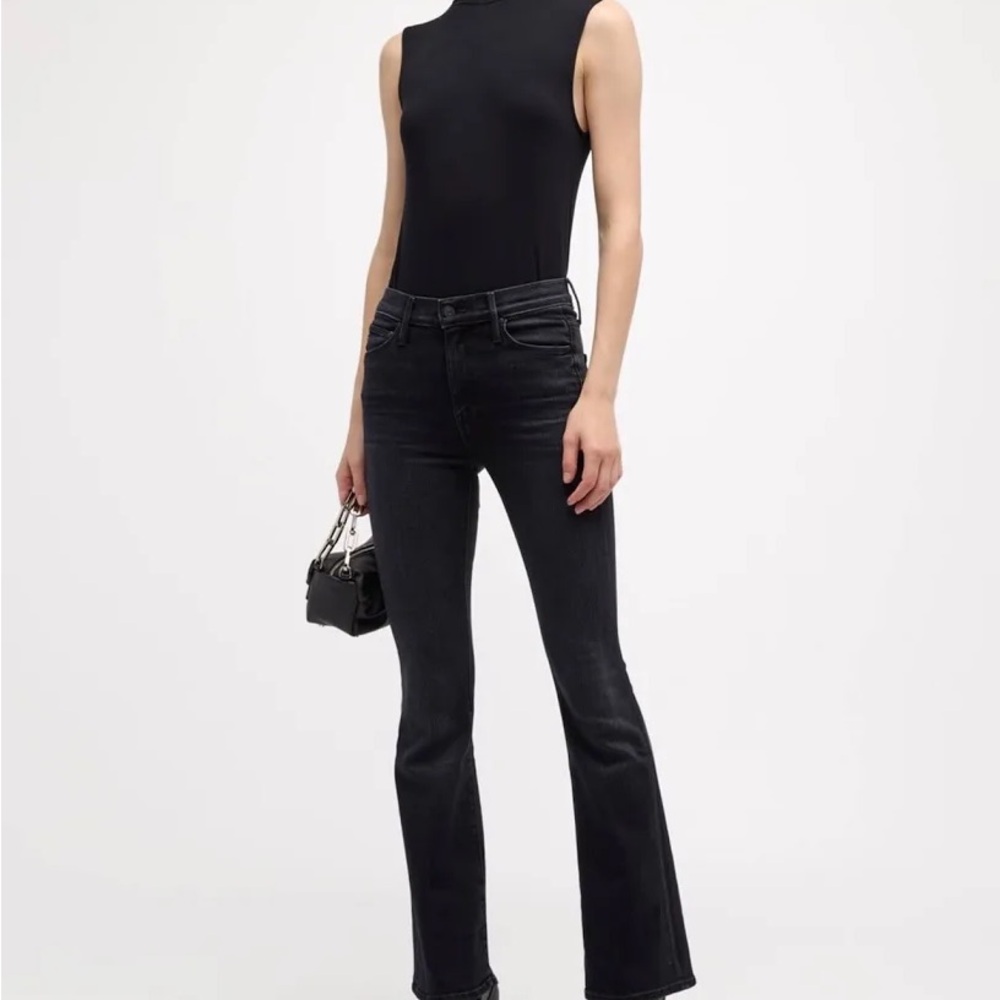 MOTHER Black Washed Straight Leg Jeans
